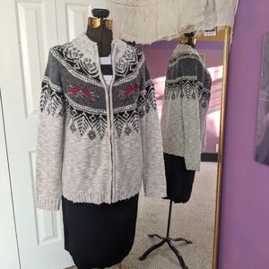 Northern Reflections Grey Petite Zip-up Cardigan - Large